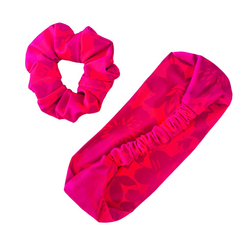 SCRUNCHIE + HEADBAND COMBO - FUCHSIA BLAZE