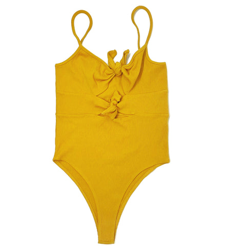 ARCHIVE SAMPLE  - SMALL/MEDIUM - YELLOW RIBBED ONESIE