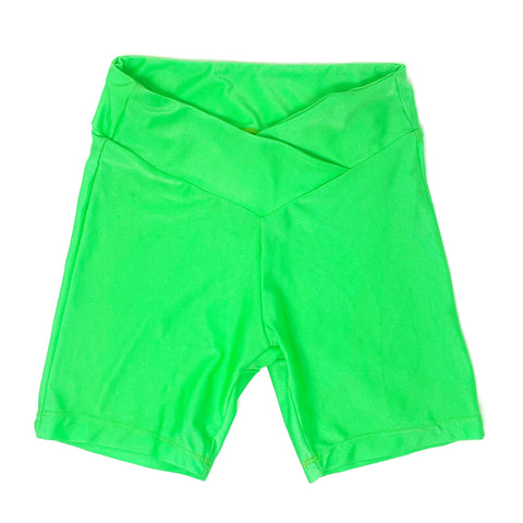 ARCHIVE SAMPLE  - SMALL -  GLO GREEN V SHORTS TOPSTICH