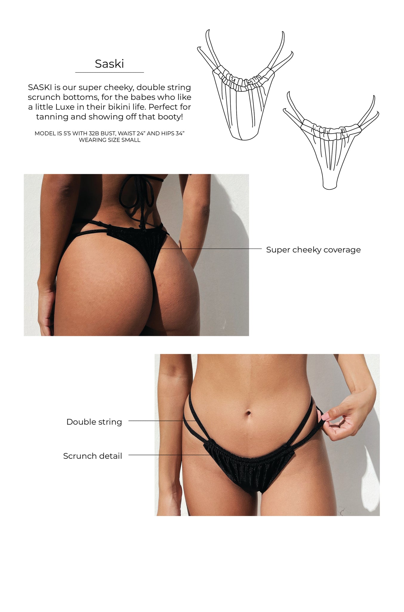 Luxe Palm super skimpy thong style bikini bottoms